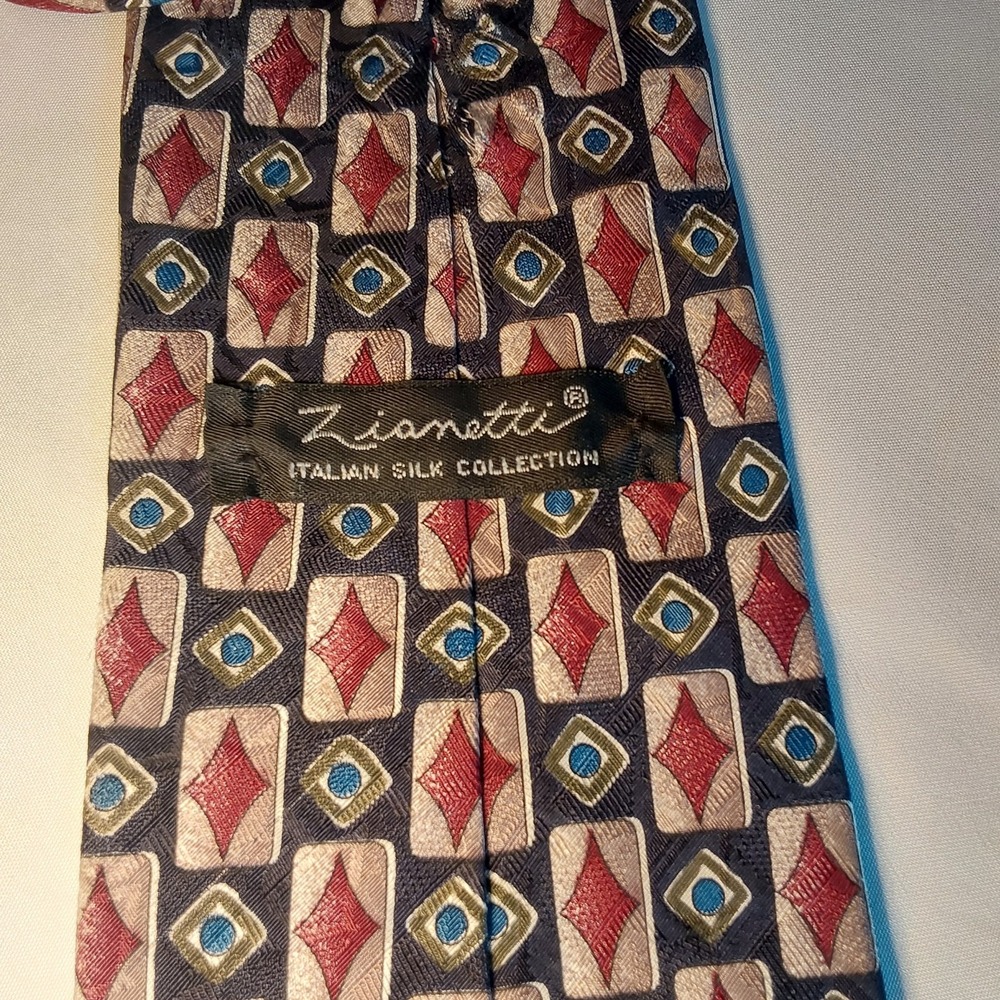 Zionetti Men's Tie Designer Italian Silk‎ Multicolor Geometric